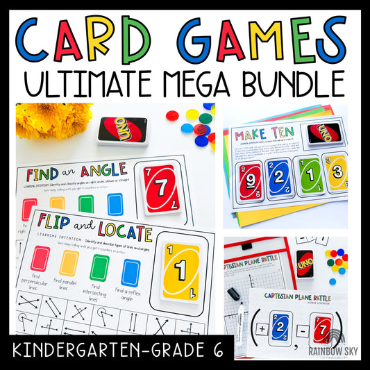 UNO Card Games ULTIMATE MEGA BUNDLE | Math Centres | Kindergarten - Grade 6 [Versions 1, 2 & 3]