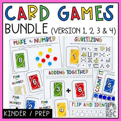 Uno Math Games BUNDLE - Kindergarten (Versions 1,2,3 & 4)