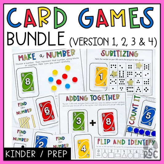 Uno Math Games BUNDLE - Kindergarten (Versions 1,2,3 & 4)