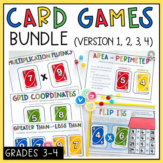 Uno Math Games BUNDLE - Grades 3-4 (Versions 1,2,3 & 4)