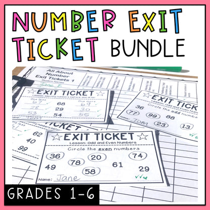 Math Exit Tickets BUNDLE | Number | Math Assessment | Grades 1-6