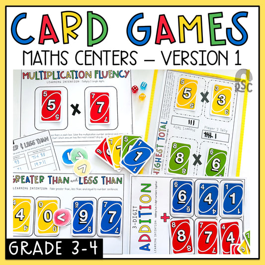 UNO Card Games - Grades 3-4 (VERSION 1)