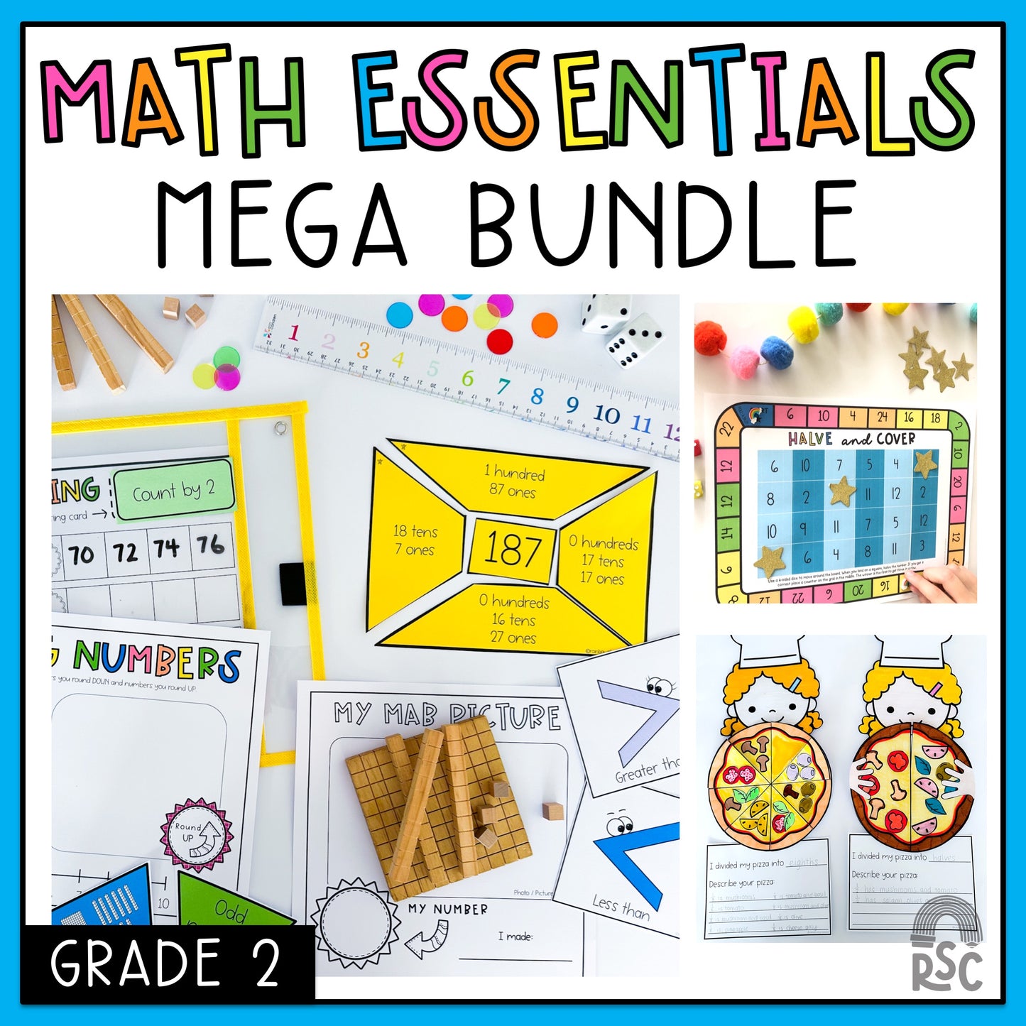 Grade 2 Math Essentials Mega Bundle - Games & Hands-On Activities
