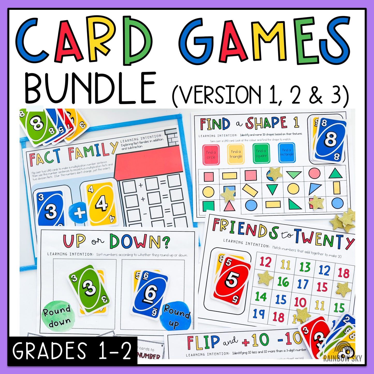 UNO Card Games BUNDLE | Grades 1-2 [VERSIONS 1, 2 & 3]