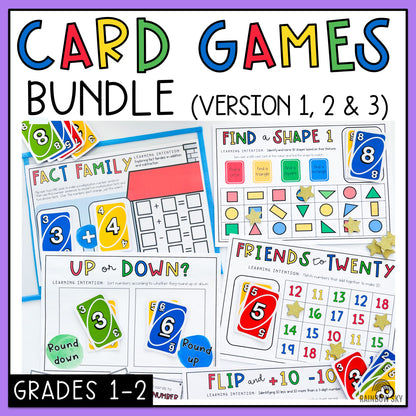 UNO Card Games BUNDLE | Grades 1-2 [VERSIONS 1, 2 & 3]