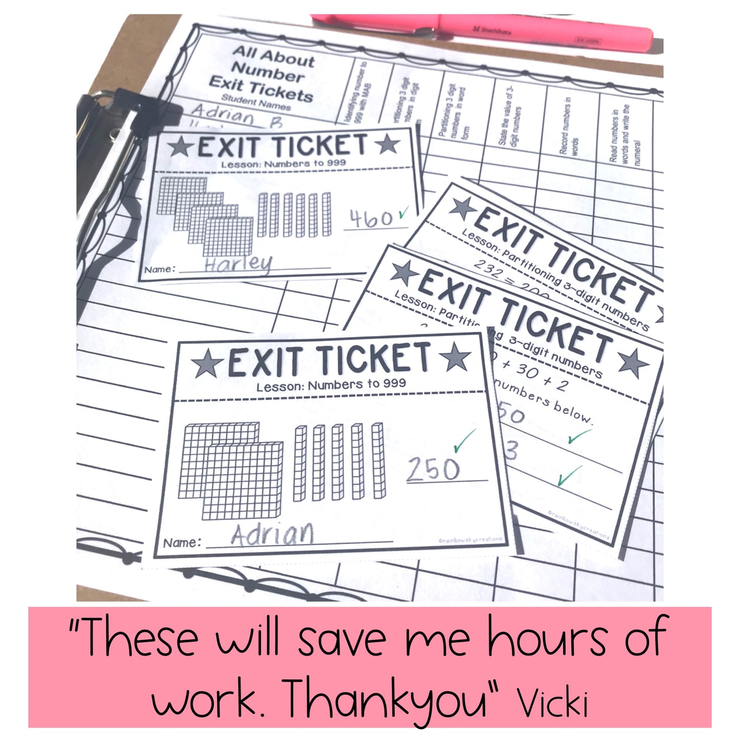 Math Exit Tickets BUNDLE | Number | Math Assessment | Grades 1-6