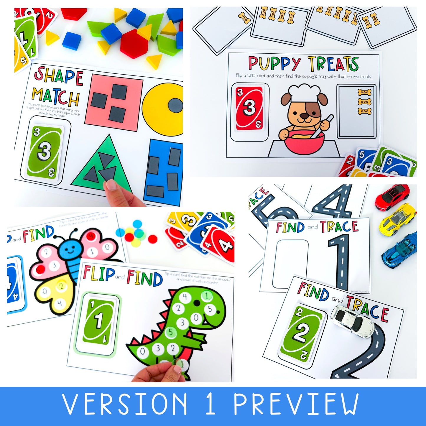 UNO Math Games BUNDLE - Preschool (Versions 1 &2)