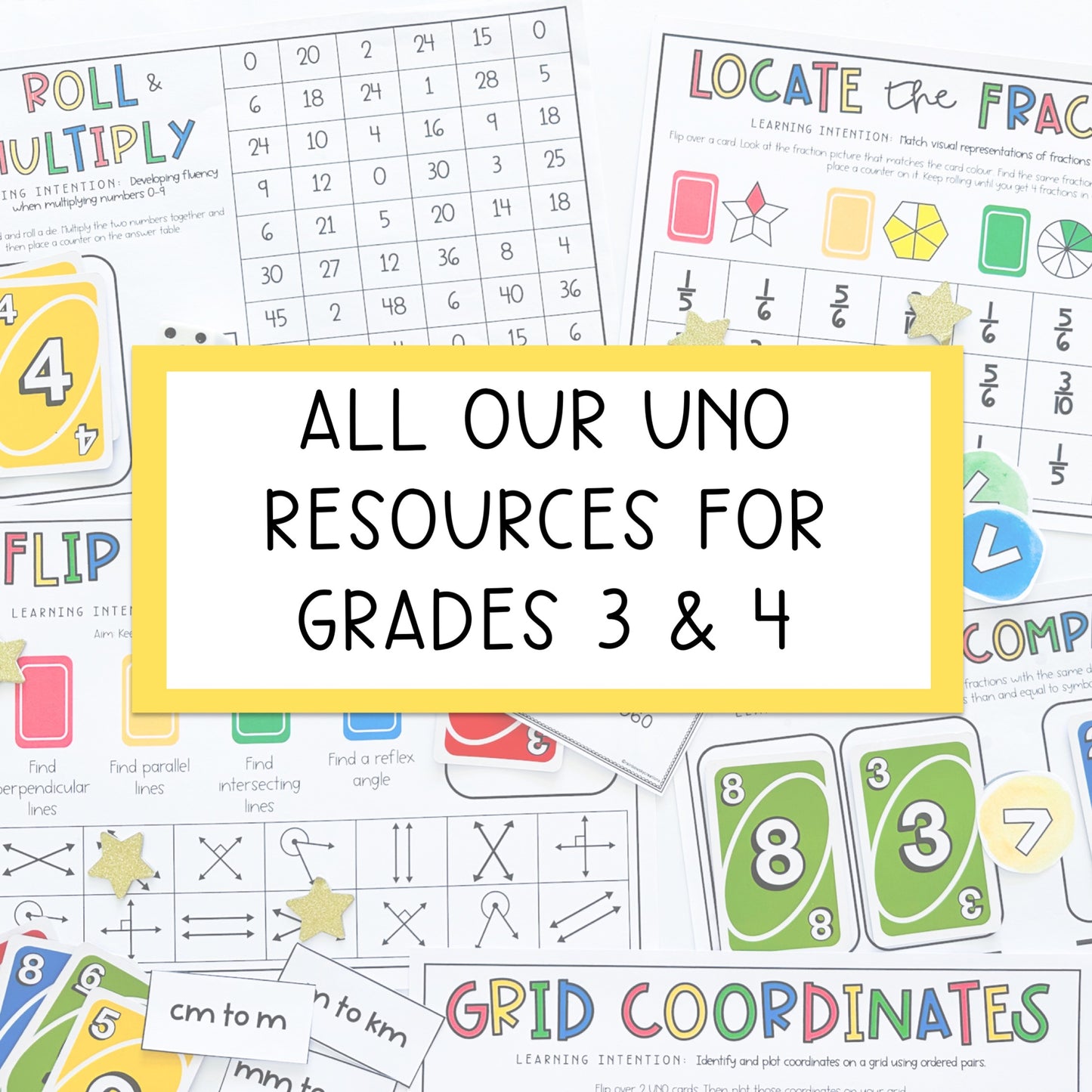 UNO Card Games BUNDLE | Math Centres | Grades 3-4 [VERSIONS 1, 2 & 3]
