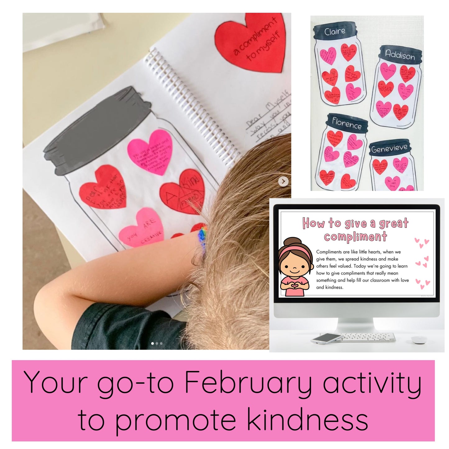 Valentine Kindness Activity / Valentine's Day Craft / Compliment Jar