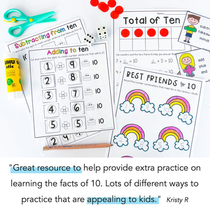 Friends To 10 BUNDLE | Addition & Subtraction | Worksheets, Centres & Activities