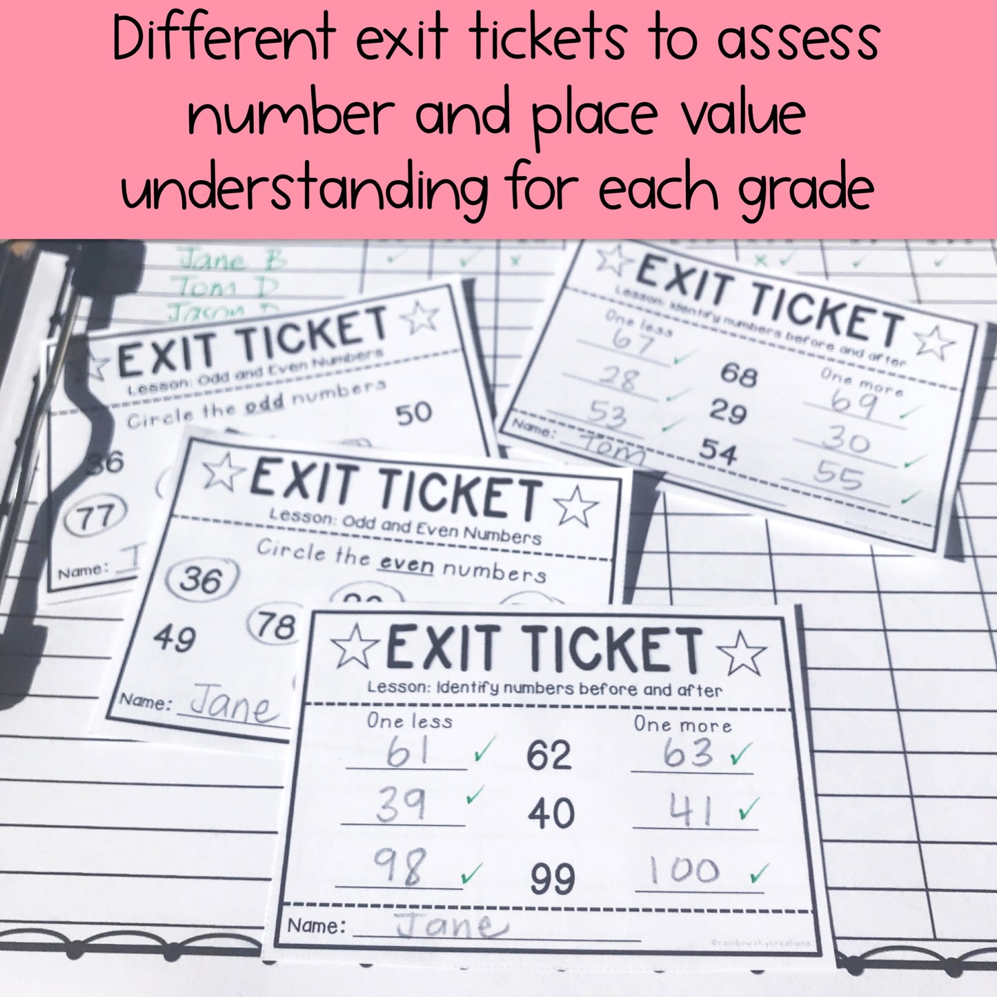 Math Exit Tickets BUNDLE | Number | Math Assessment | Grades 1-6