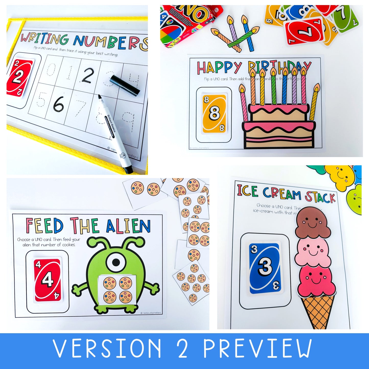 UNO Math Games BUNDLE - Preschool (Versions 1 &2)