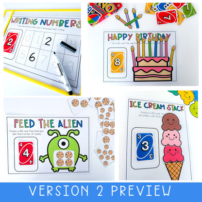 UNO Math Games BUNDLE - Preschool (Versions 1 &2)