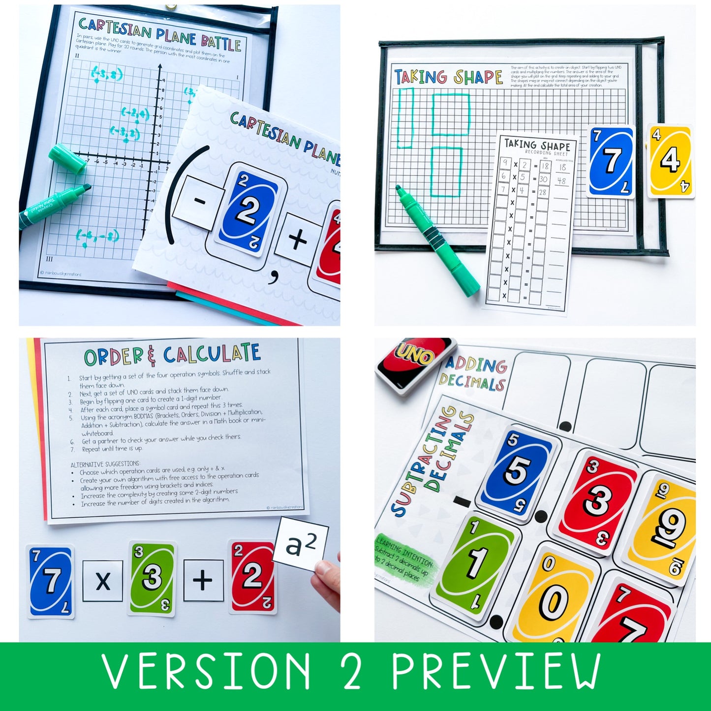 Uno Math Games BUNDLE - Grades 5-6 (Versions 1,2,3 & 4)