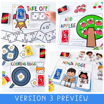 UNO Math Games BUNDLE - Preschool (Versions 1,2,3)