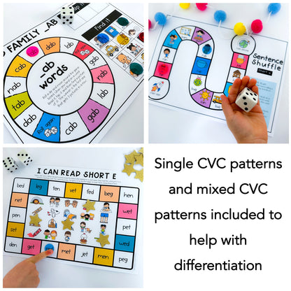 CVC & CVCe Game BUNDLE | Reading Group | Spelling Games