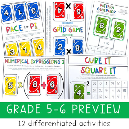 Uno Math Games Bundle - Kindergarten to Grade 6 (Version 4)