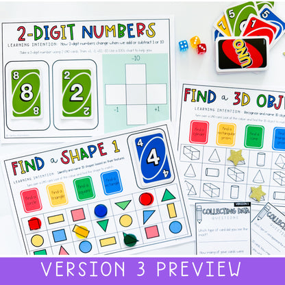 UNO Math Games BUNDLE - Grades 1-2 (Versions 1,2,3 & 4)