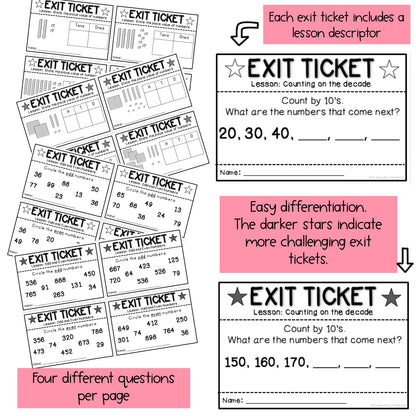 Math Exit Tickets BUNDLE | Number | Math Assessment | Grades 1-6