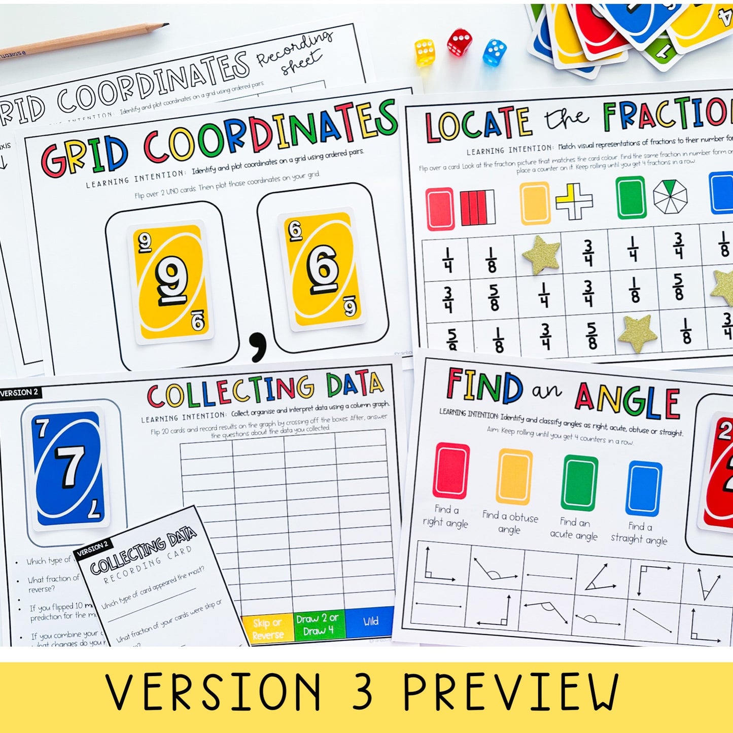 Uno Math Games BUNDLE - Grades 3-4 (Versions 1,2,3 & 4)
