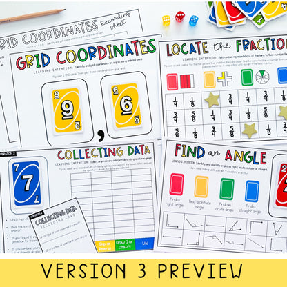Uno Math Games BUNDLE - Grades 3-4 (Versions 1,2,3 & 4)