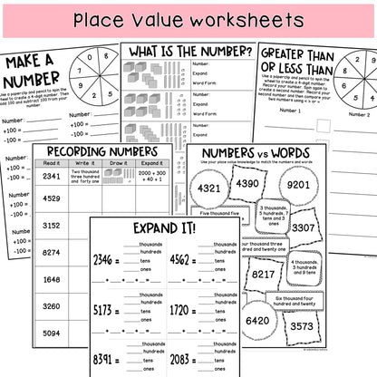 Place Value BUNDLE | Posters, Worksheets & Games | Grades 3-5