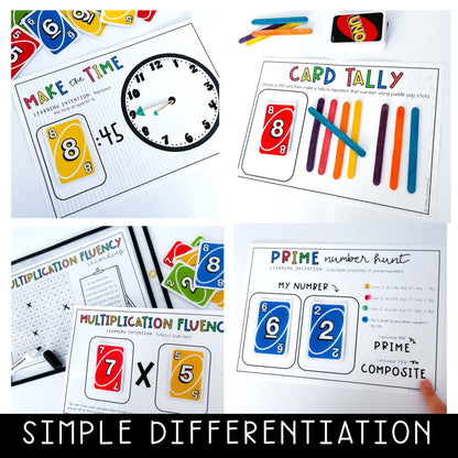 UNO Card Games ULTIMATE MEGA BUNDLE | Math Centres | Kindergarten - Grade 6 [Versions 1, 2 & 3]