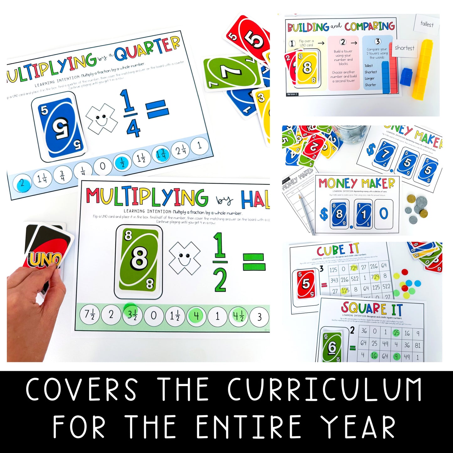 UNO Math Games ULTIMATE MEGA BUNDLE - Kindergarten to Grade 6 (Version 1,2,3& 4)