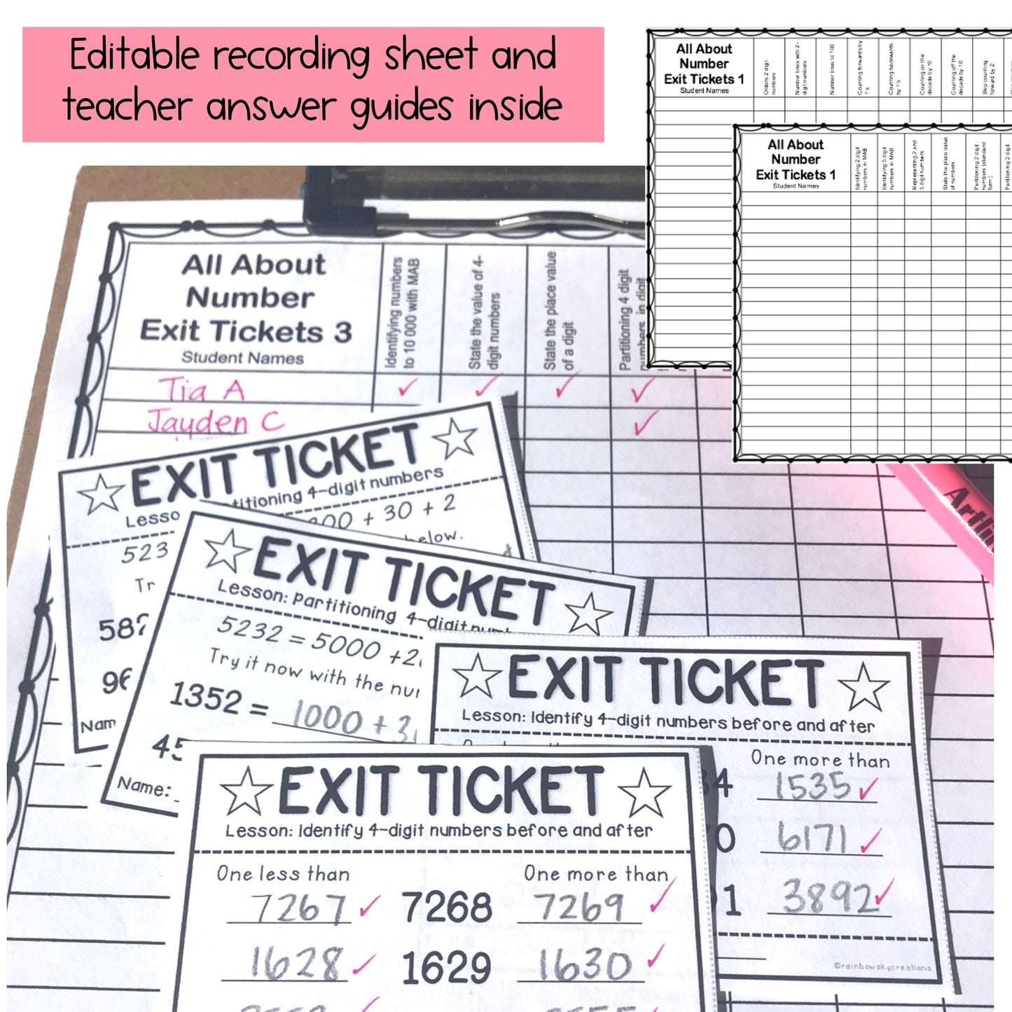 Math Exit Tickets BUNDLE | Number | Math Assessment | Grades 1-6