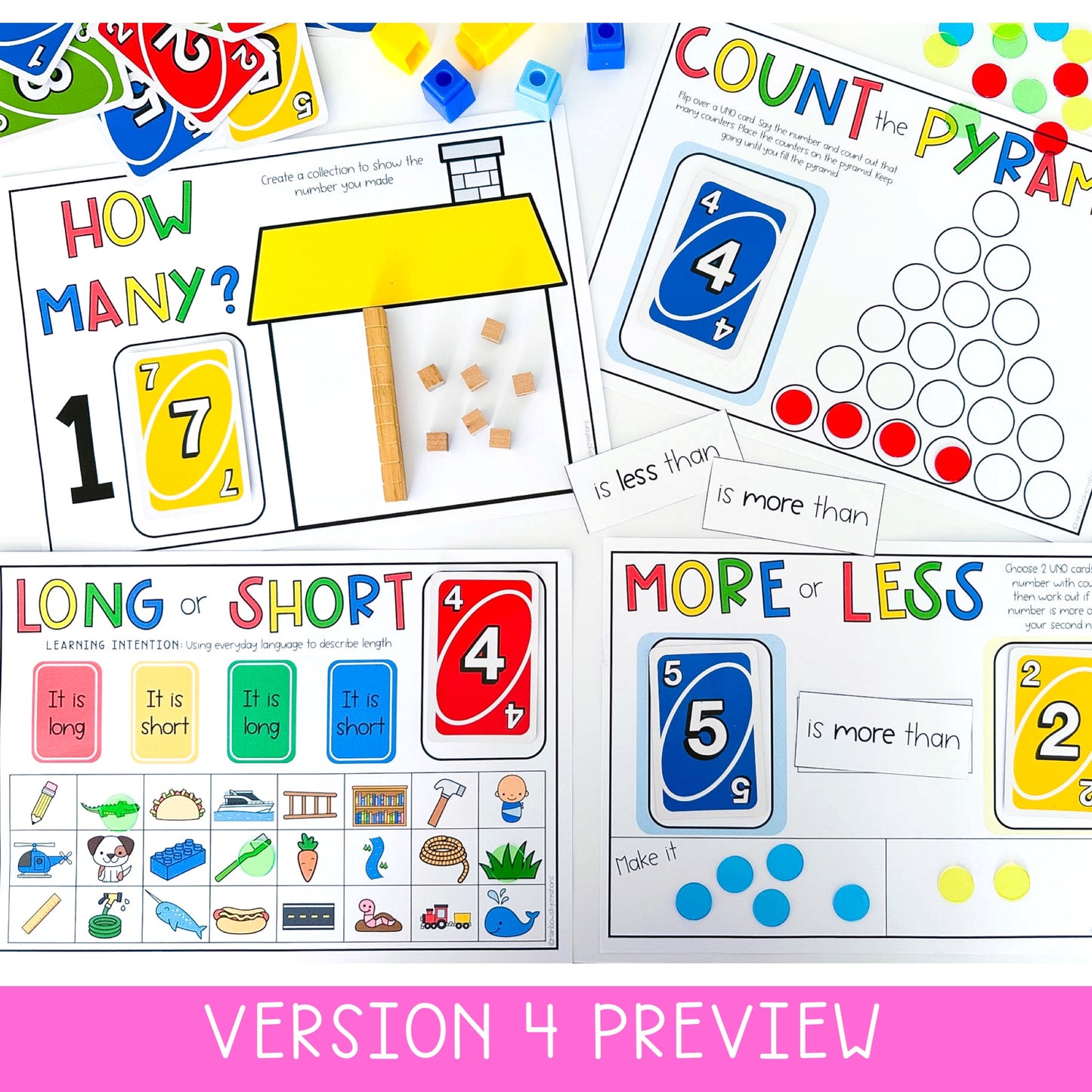 Uno Math Games BUNDLE - Kindergarten (Versions 1,2,3 & 4)