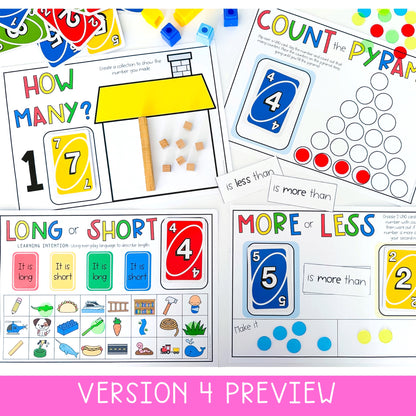 Uno Math Games BUNDLE - Kindergarten (Versions 1,2,3 & 4)