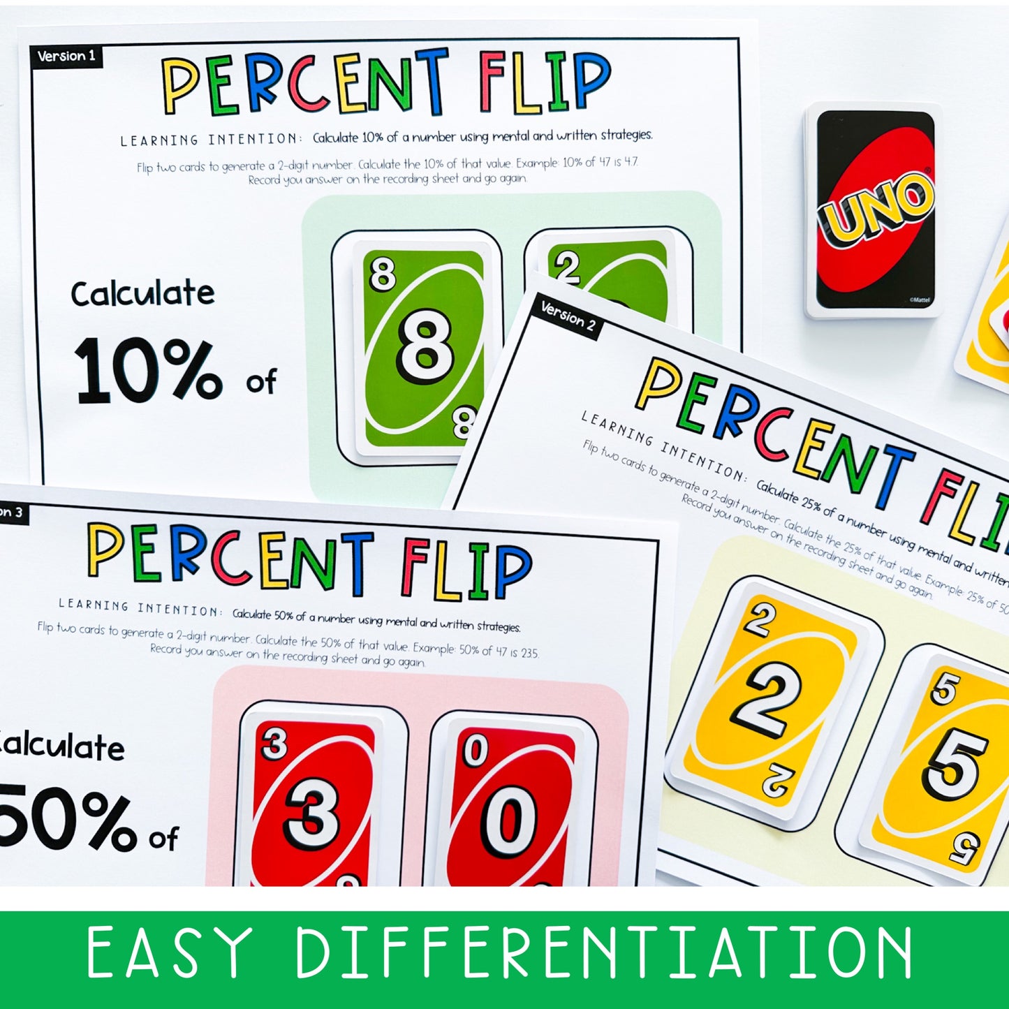 UNO Card Games BUNDLE | Math Centres | Grades 5-6 [VERSIONS 1, 2 & 3]