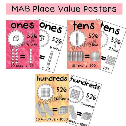 Place Value BUNDLE | Posters, Worksheets & Games | Grades 3-5