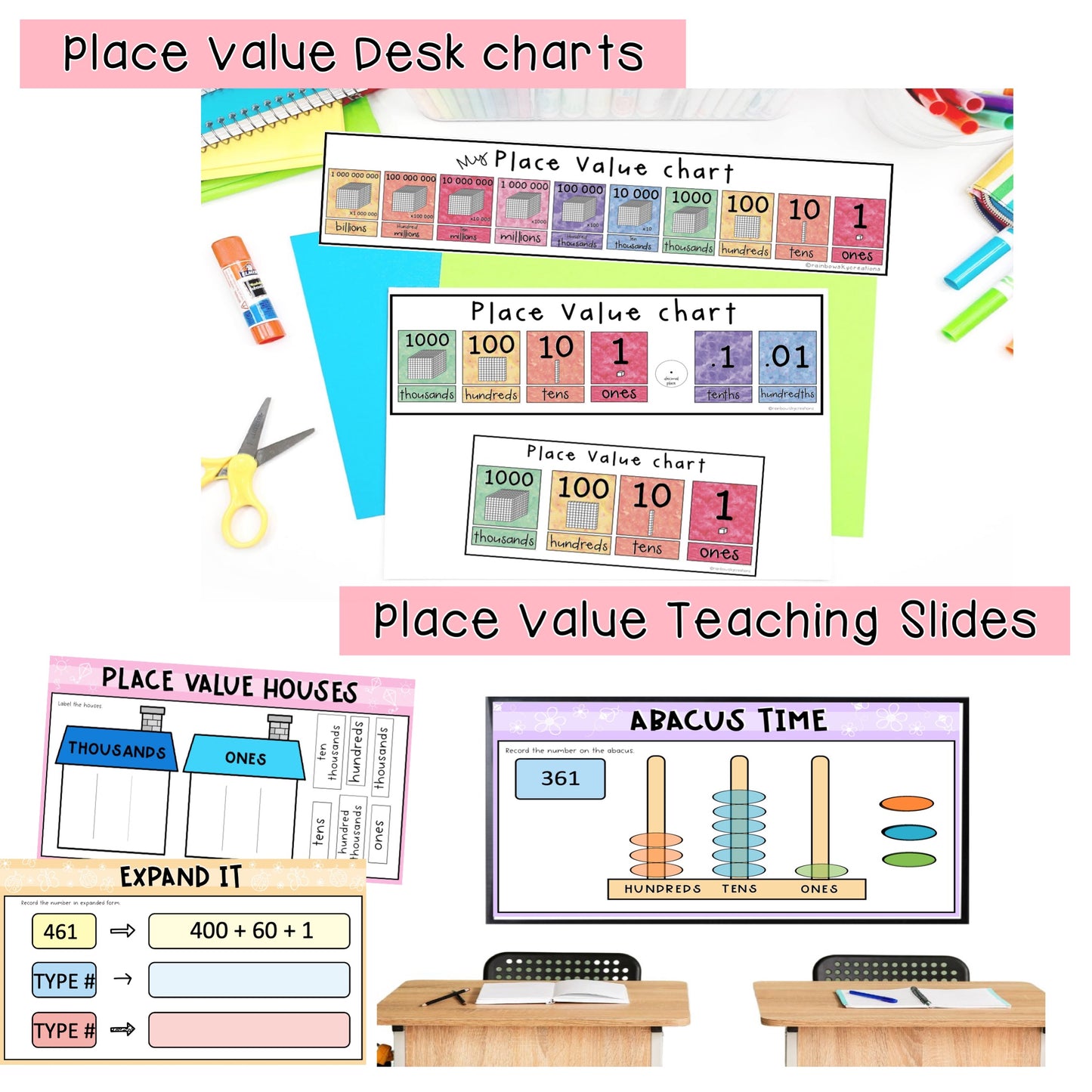 Place Value BUNDLE | Posters, Worksheets & Games | Grades 3-5