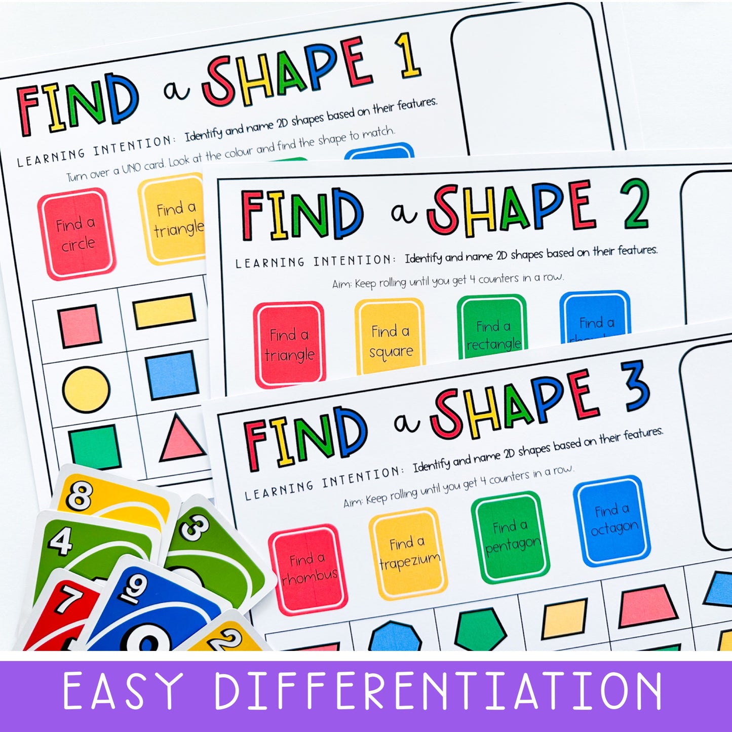 UNO Math Games BUNDLE - Grades 1-2 (Versions 1,2,3 & 4)