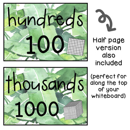 Place Value Posters | Interactive Place Value Chart [Tropical Theme]