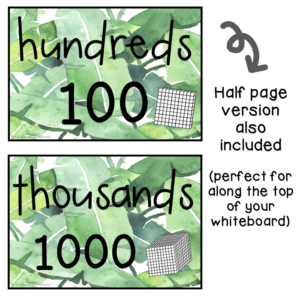 Place Value Posters - Interactive Place Value Chart (Tropical Theme ...