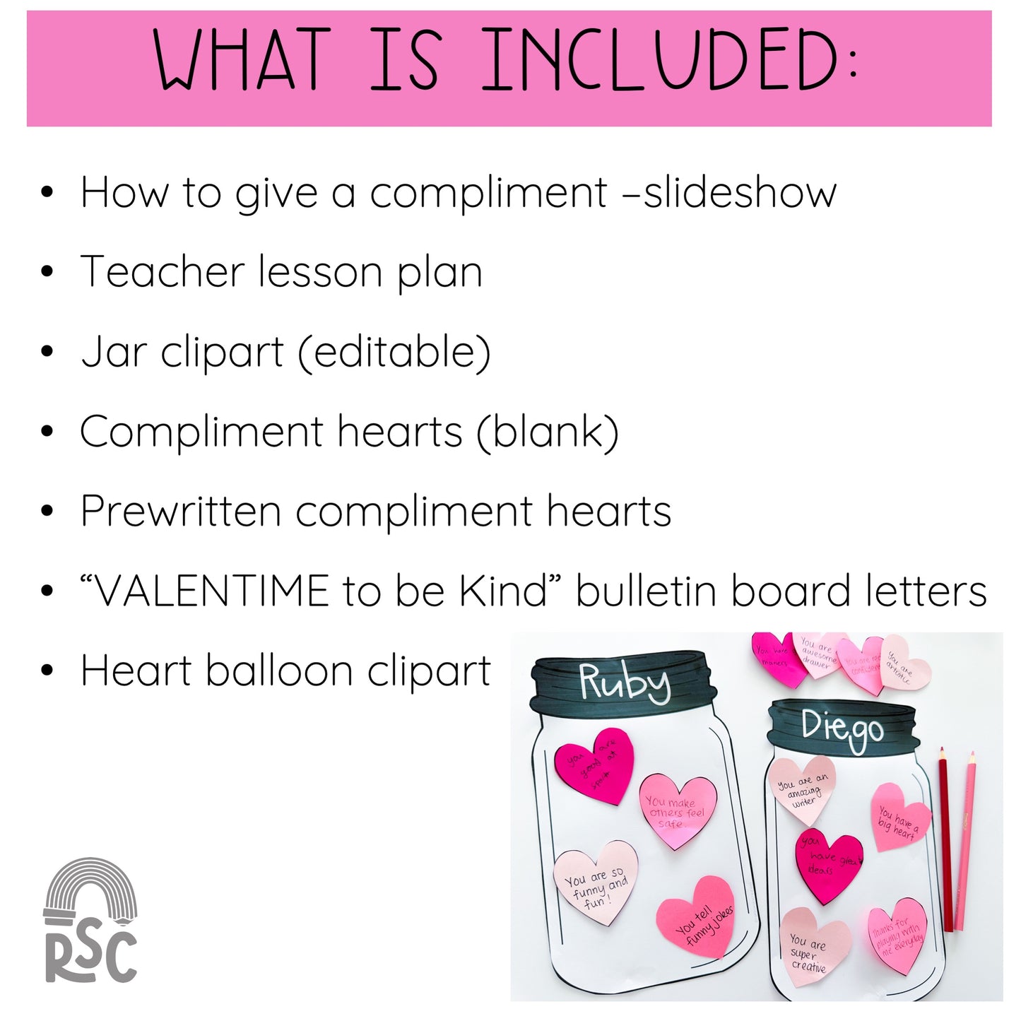 Valentine Kindness Activity / Valentine's Day Craft / Compliment Jar