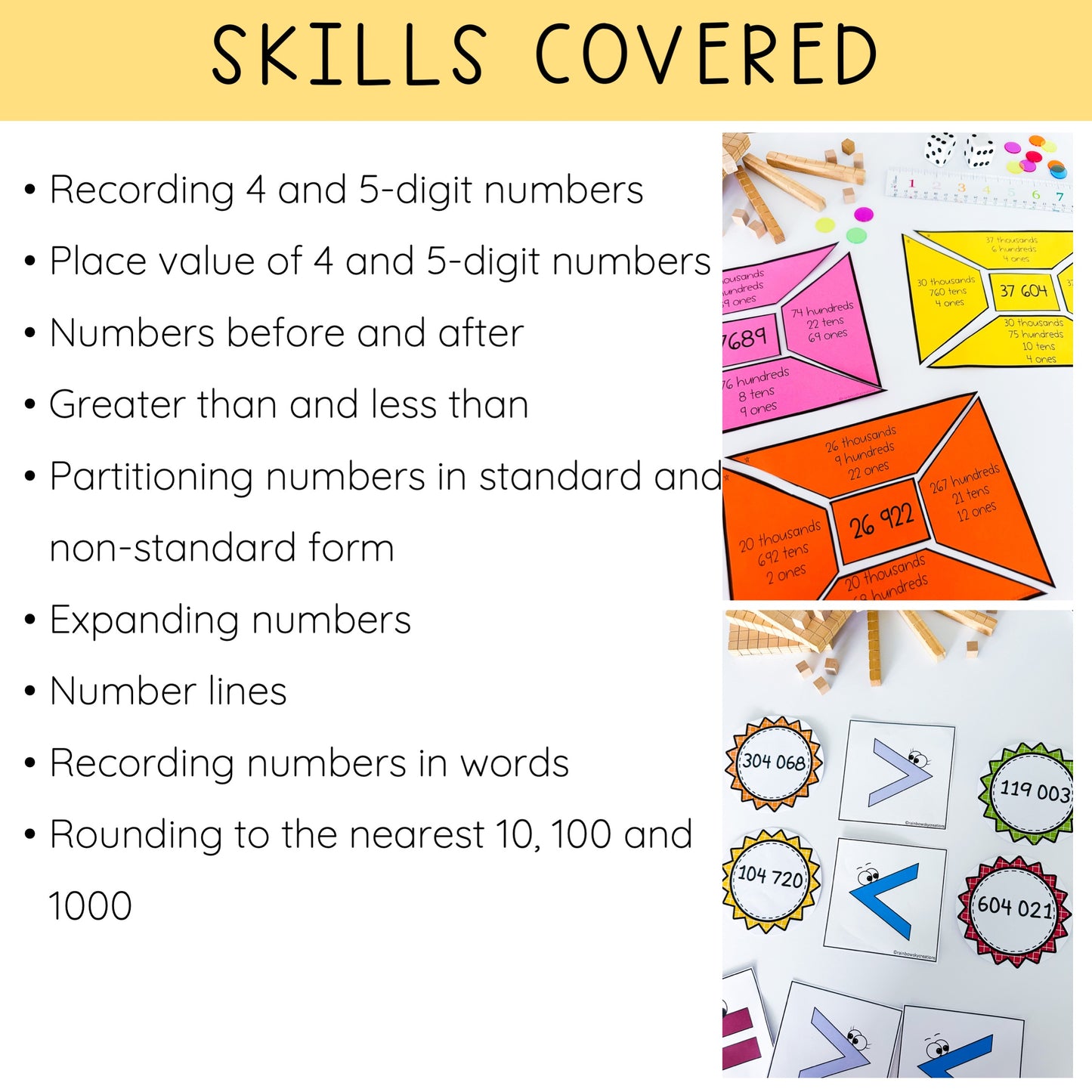 Hands-on Place Value Activities / Third and Fourth Grade Number Sense Activities