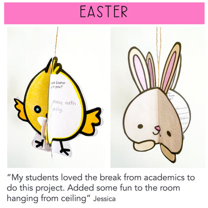 3D Seasonal Craft BUNDLE Year Long Bulletin Board Activities - Writing Activities