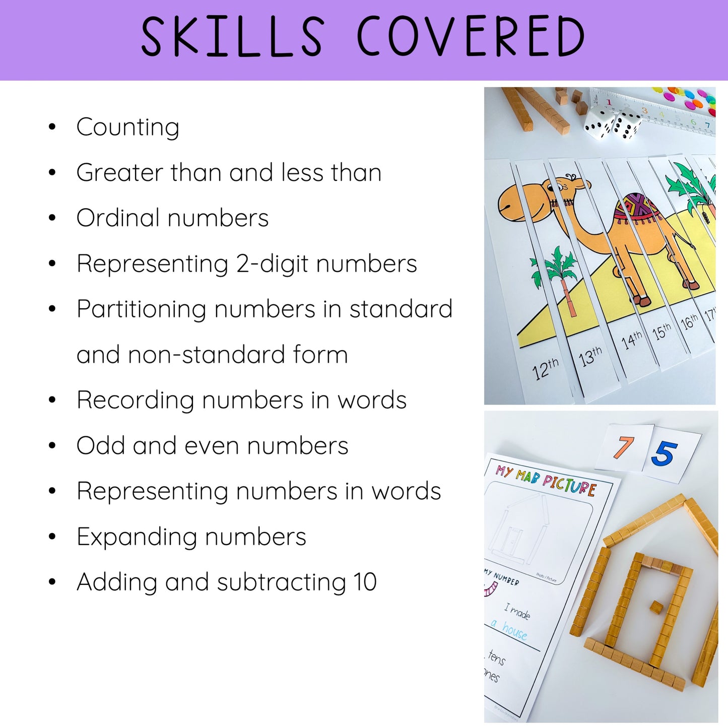1st Grade Number Sense Math Centers / Hands-on Place Value activities