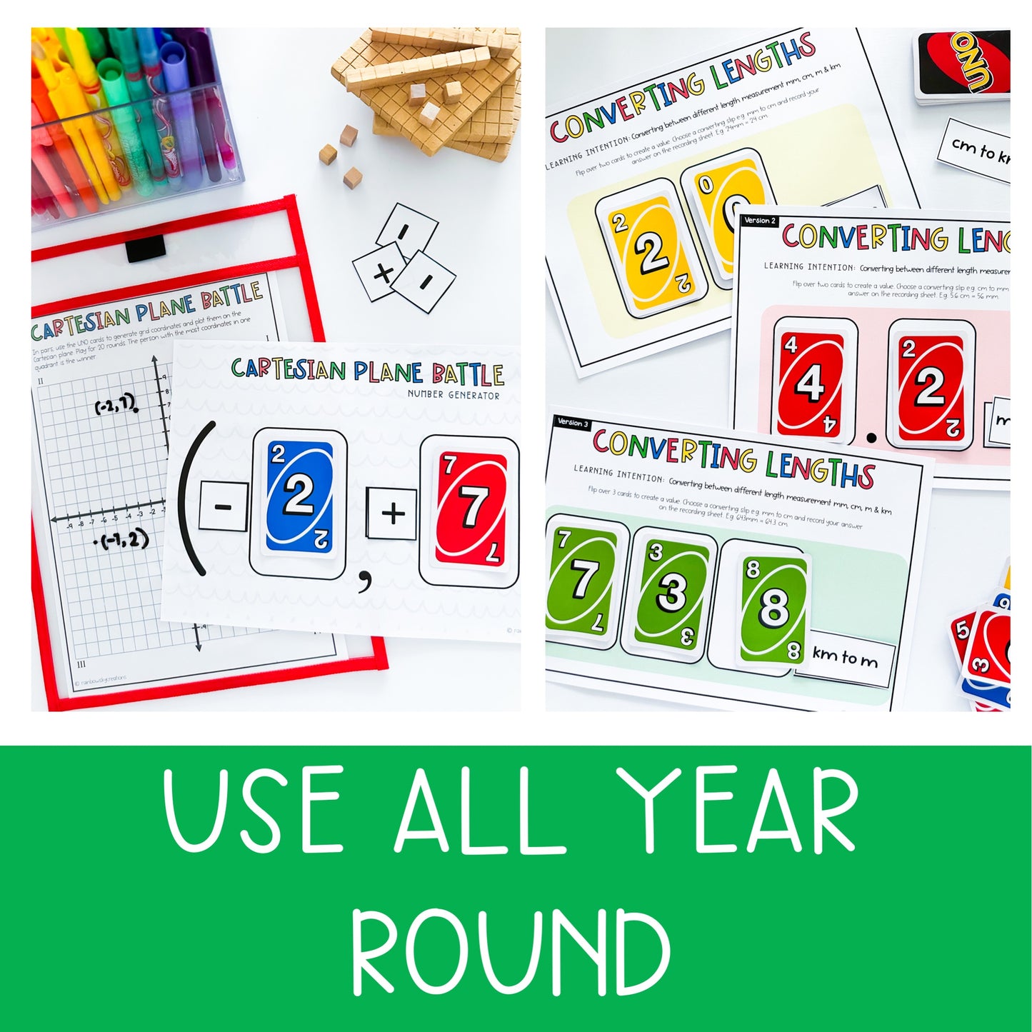 UNO Card Games BUNDLE | Math Centres | Grades 5-6 [VERSIONS 1, 2 & 3]