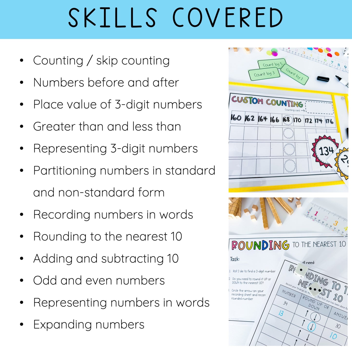 2nd Grade Number Sense Math Centers / Hands-on Place Value Activities