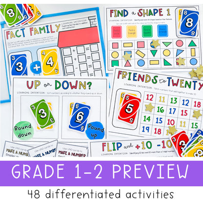 UNO Math Games ULTIMATE MEGA BUNDLE - Kindergarten to Grade 6 (Version 1,2,3& 4)
