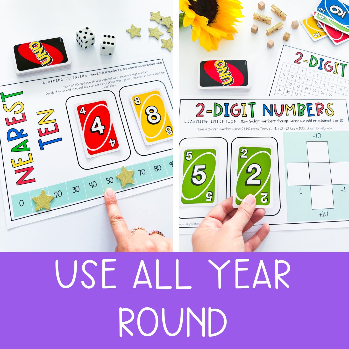 UNO Math Games BUNDLE - Grades 1-2 (Versions 1,2,3 & 4)