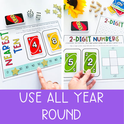 UNO Math Games BUNDLE - Grades 1-2 (Versions 1,2,3 & 4)