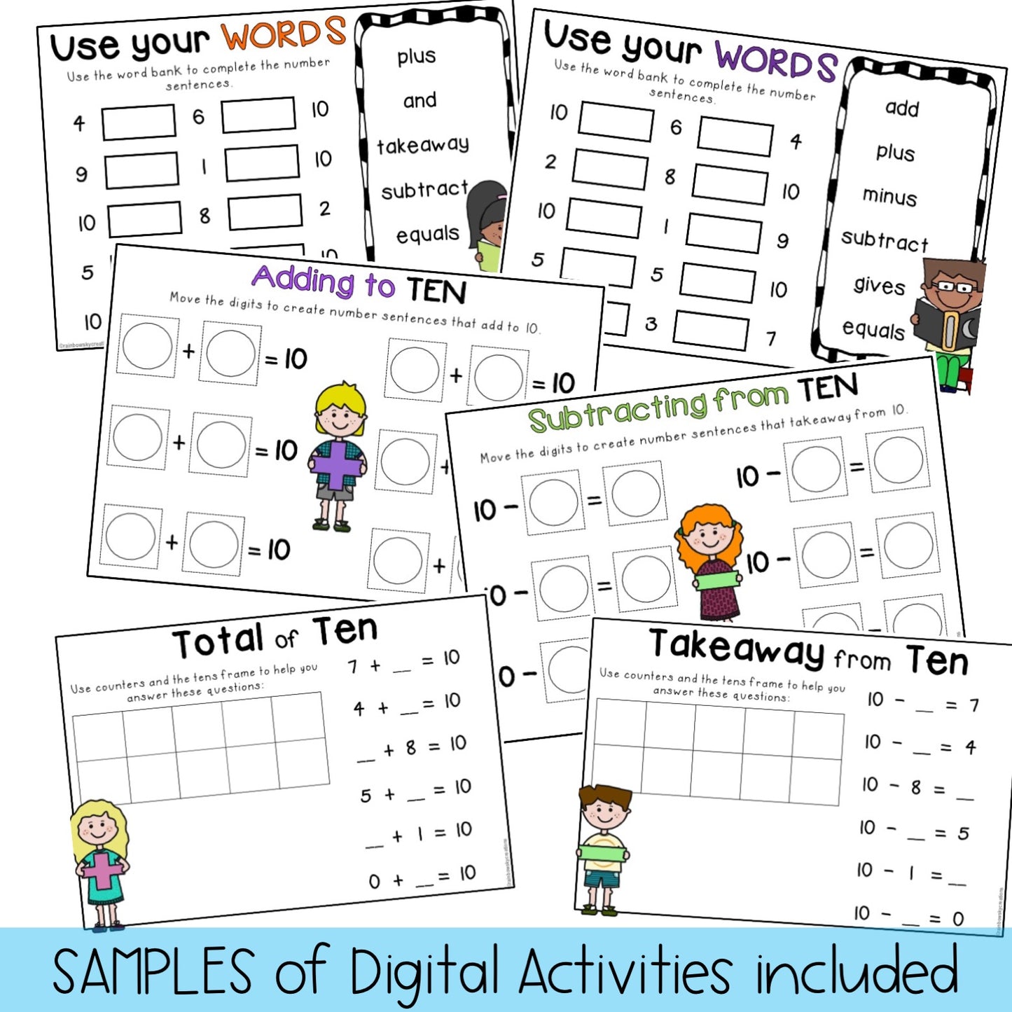 Friends To 10 BUNDLE | Addition & Subtraction | Worksheets, Centres & Activities