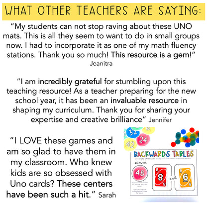 UNO Card Games - Grades 3-4 (VERSION 1)