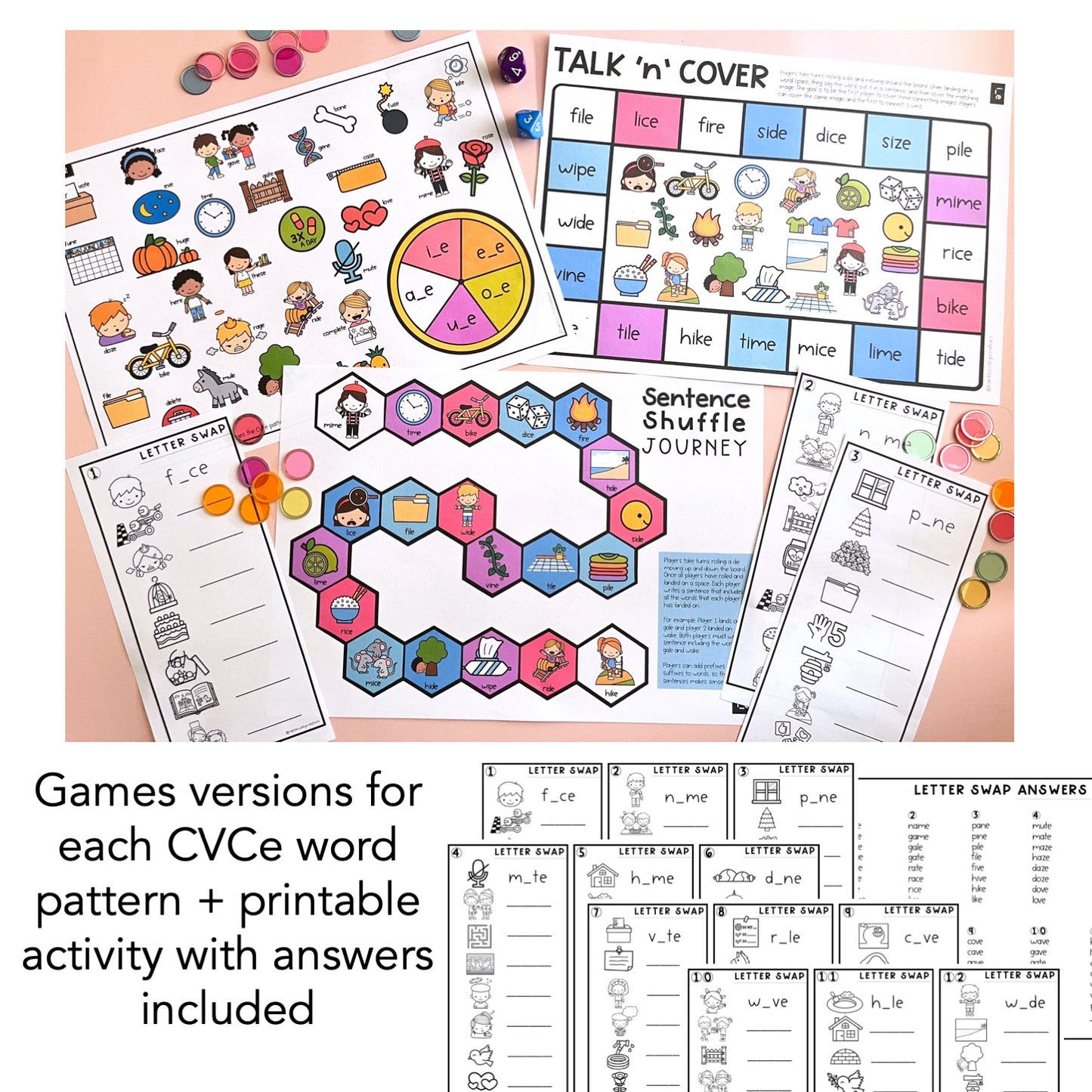 CVC & CVCe Game BUNDLE | Reading Group | Spelling Games