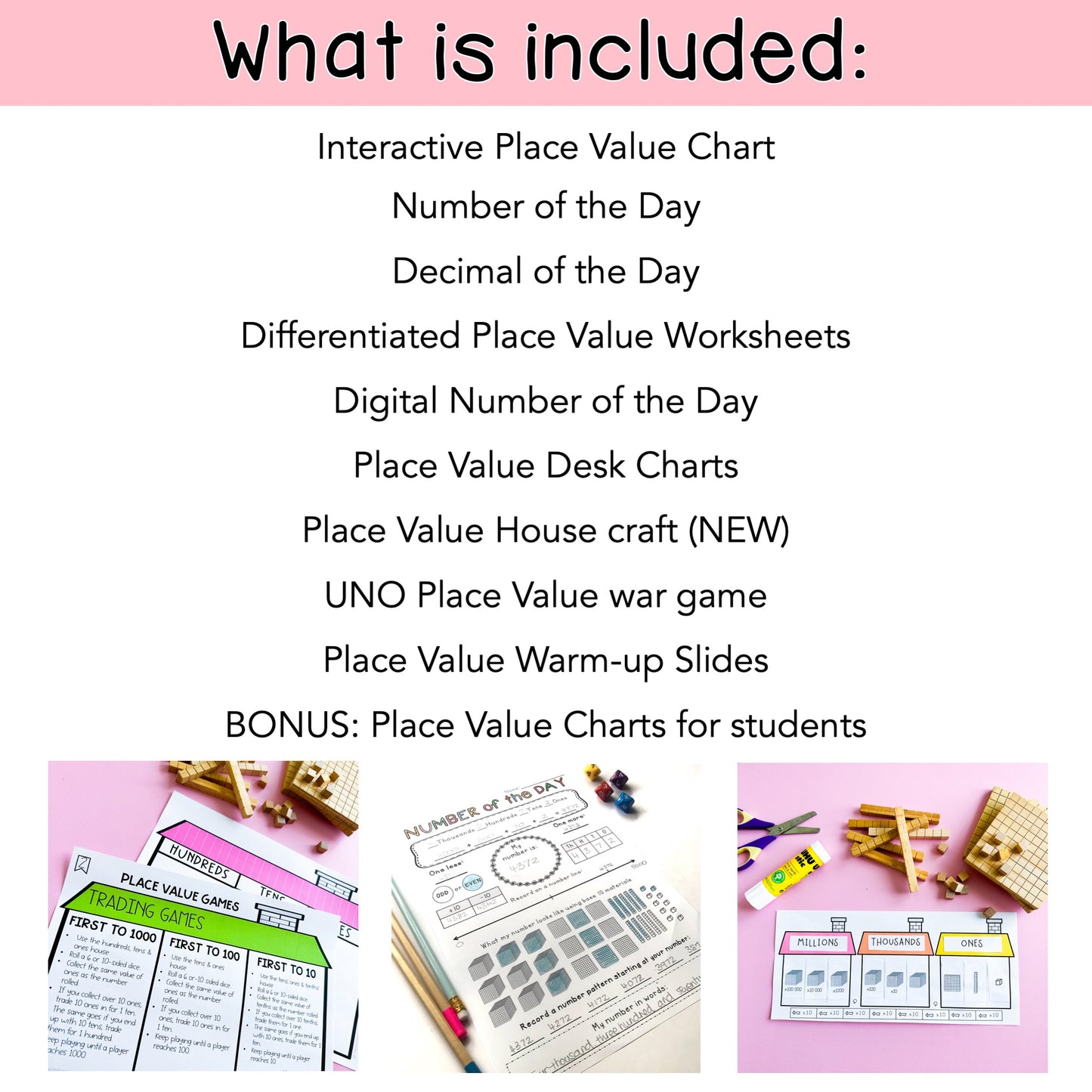 Place Value BUNDLE | Posters, Worksheets & Games | Grades 3-5